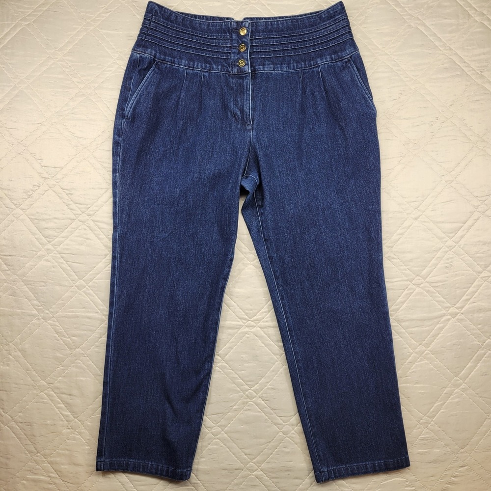 RTEGRASS 3 button High Waisted ankle blue‎ jeans size 18